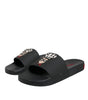 Sandales à enfiler en cuir noir Dolce &amp; Gabbana, chaussures de plage
