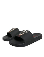 Sandales à enfiler en cuir noir Dolce &amp; Gabbana, chaussures de plage