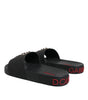 Sandales à enfiler en cuir noir Dolce &amp; Gabbana, chaussures de plage