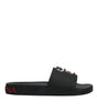 Sandales à enfiler en cuir noir Dolce &amp; Gabbana, chaussures de plage