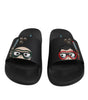 Dolce & Gabbana Black Divers Leather Flats Slides Sandals Beachwear Shoes