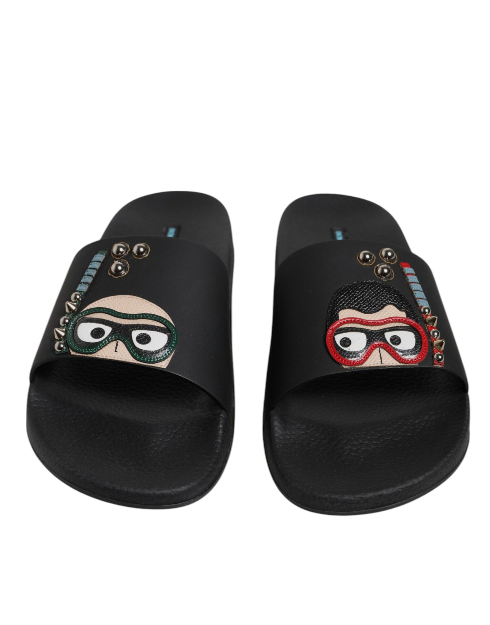 Dolce &amp; Gabbana - Sandales plates en cuir noir - Chaussures de plage