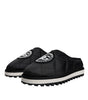 Dolce &amp; Gabbana Black Nylon Quilted Logo Patch Sandals Slides Shoes