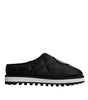 Dolce &amp; Gabbana Black Nylon Quilted Logo Patch Sandals Slides Shoes