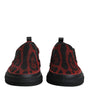 Dolce & Gabbana Red Black Leopard Cotton Men Low Top Sneakers Shoes