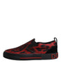 Dolce & Gabbana Red Black Leopard Cotton Men Low Top Sneakers Shoes