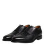 Dolce & Gabbana Black Leather Derby Wingtip Lace Up Formal Dress Shoes