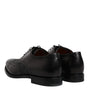 Dolce & Gabbana Black Leather Derby Wingtip Lace Up Formal Dress Shoes