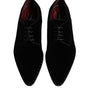 Dolce & Gabbana Black Velvet Cotton Lace Up Derby Shoes