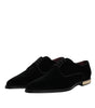 Dolce & Gabbana Black Velvet Cotton Lace Up Derby Shoes