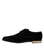 Dolce & Gabbana Black Velvet Cotton Lace Up Derby Shoes