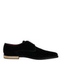 Dolce & Gabbana Black Velvet Cotton Lace Up Derby Shoes