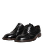 Dolce & Gabbana Black Leather Lace Up Men Derby Formal Shoes