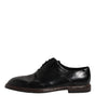 Dolce & Gabbana Black Leather Lace Up Men Derby Formal Shoes