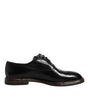 Dolce & Gabbana Black Leather Lace Up Men Derby Formal Shoes