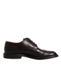 Dolce & Gabbana Brown Leather Derby Wingtip Lace Up Formal Dress Shoes