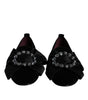 Dolce & Gabbana Black Crystal Flats Men Loafers Dress Shoes