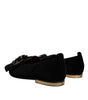 Dolce & Gabbana Black Crystal Flats Men Loafers Dress Shoes