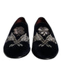 Dolce & Gabbana Black Velvet Floral Gun Loafers Dress Shoes
