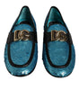 Dolce & Gabbana Blue Sequined Loafers Formal Dress Shoes