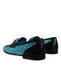 Dolce & Gabbana Blue Sequined Loafers Formal Dress Shoes