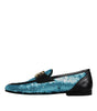 Dolce & Gabbana Blue Sequined Loafers Formal Dress Shoes