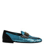 Dolce & Gabbana Blue Sequined Loafers Formal Dress Shoes