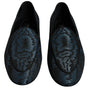 Dolce & Gabbana Blue Black Flats Men Loafers Dress Shoes