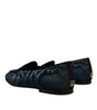 Dolce & Gabbana Blue Black Flats Men Loafers Dress Shoes