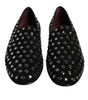 Dolce & Gabbana Black Crystal Embellished Loafers Dress Shoes