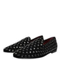 Dolce & Gabbana Black Crystal Embellished Loafers Dress Shoes