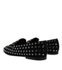 Dolce & Gabbana Black Crystal Embellished Loafers Dress Shoes