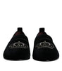 Dolce & Gabbana Black Velvet Crystal Crown Loafers Formal Dress Shoes