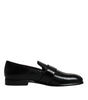 Dolce & Gabbana Black Exotic Leather DG Logo Loafers Formal Dress Shoes