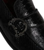 Dolce & Gabbana Black Exotic Leather DG Logo Loafers Formal Dress Shoes