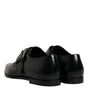 Dolce & Gabbana Black Leather Monk Strap Derby Formal Shoes