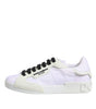 Dolce & Gabbana White Nylon Leather Low Top Sneakers Shoes