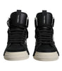 Dolce & Gabbana Black Silver Leather High Top Sneaker Shoes