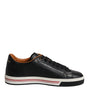 Dolce & Gabbana Black Leather Low Top Men Sneakers Shoes