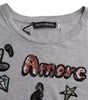 Dolce & Gabbana Gray Cotton L'Amore E'Bellezza Top T-shirt
