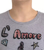 Dolce & Gabbana Gray Cotton L'Amore E'Bellezza Top T-shirt