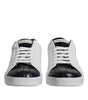 Dolce & Gabbana White Black Leather Portofino Sneakers Shoes