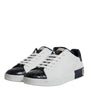 Dolce & Gabbana White Black Leather Portofino Sneakers Shoes