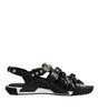 Dolce & Gabbana Black Leather Studded Slides Sandals Shoes
