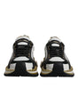 Dolce & Gabbana White Gold Black Leather SUPER KING Sneakers Shoes