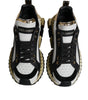 Dolce & Gabbana White Gold Black Leather SUPER KING Sneakers Shoes