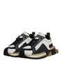 Dolce & Gabbana White Gold Black Leather SUPER KING Sneakers Shoes