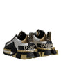 Dolce & Gabbana White Gold Black Leather SUPER KING Sneakers Shoes
