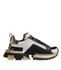 Dolce & Gabbana White Gold Black Leather SUPER KING Sneakers Shoes