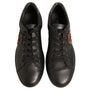 Dolce & Gabbana Black Leather Heart Embellished Sneakers Shoes